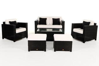 Rattan Lounge Diamond Schwarz