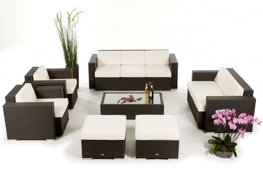 Rattan Lounge Casablanca Schwarz